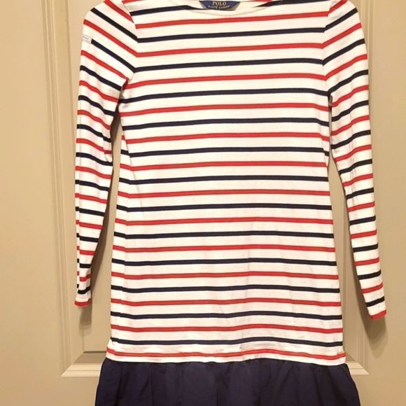 RALPH LAUREN STRIPED COTTON JERSEY DRESS SIZE L/G 12-14 - Picture 1 of 5